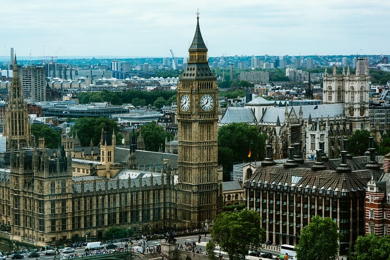 Birdseye view of the houses of parliament