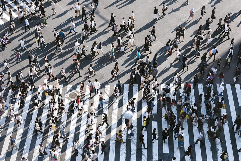 A busy pedestrian crossing