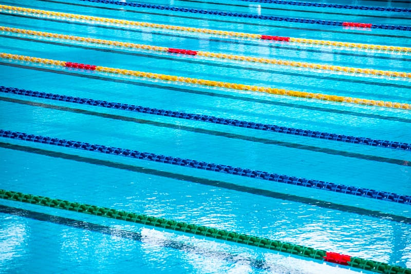 A swimming pool with lanes