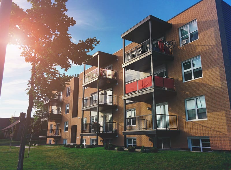 Block of flats on a sunny day