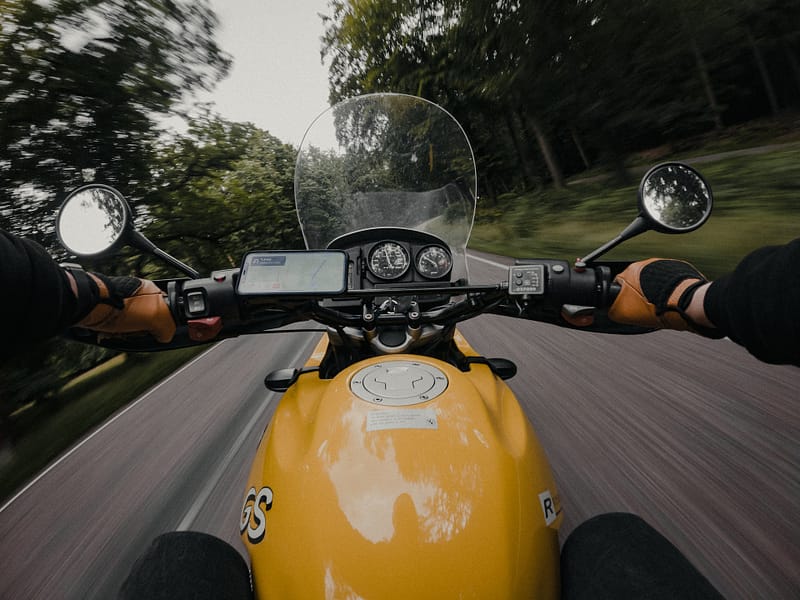 POV from riding a motorbike