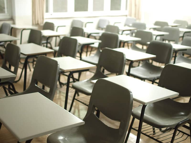 An empty school classroom