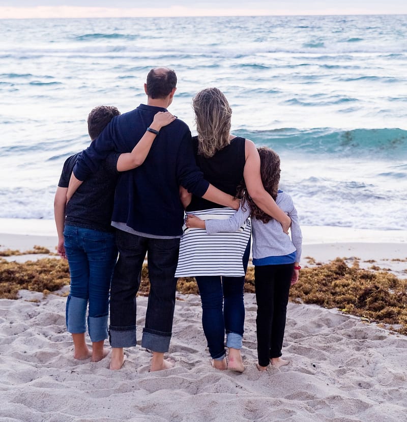 A family at a beach