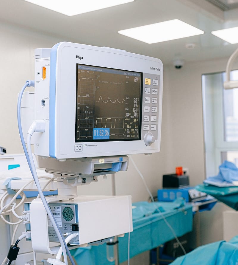 A monitor in a hospital room